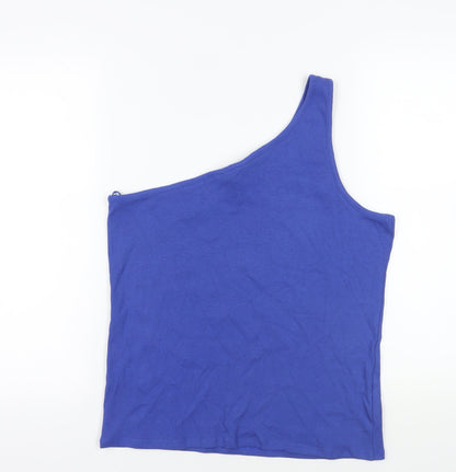 Marks & Spencer Womens Blue Cotton Basic Tank Size 20 One Shoulder - Ribbed