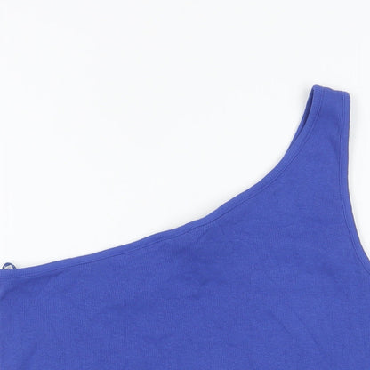 Marks & Spencer Womens Blue Cotton Basic Tank Size 20 One Shoulder - Ribbed