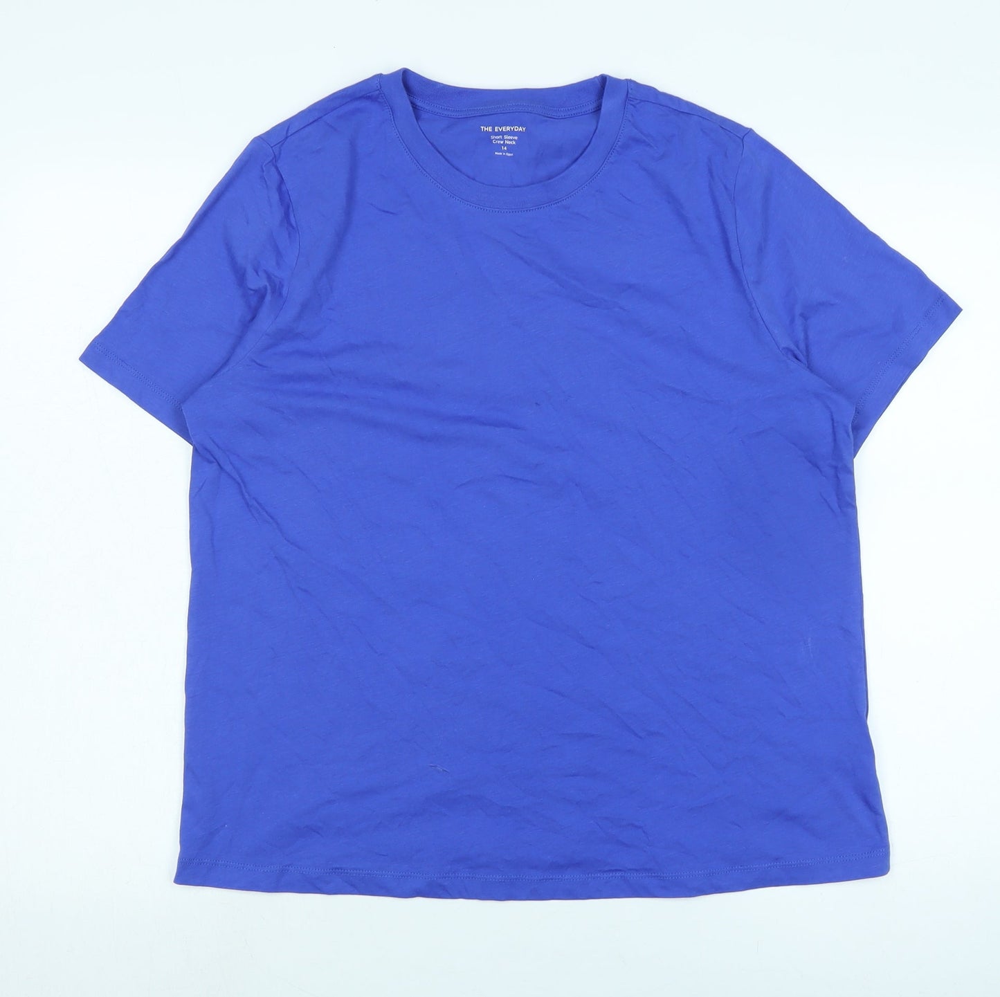 NEXT Womens Blue Cotton Basic T-Shirt Size 14 Crew Neck
