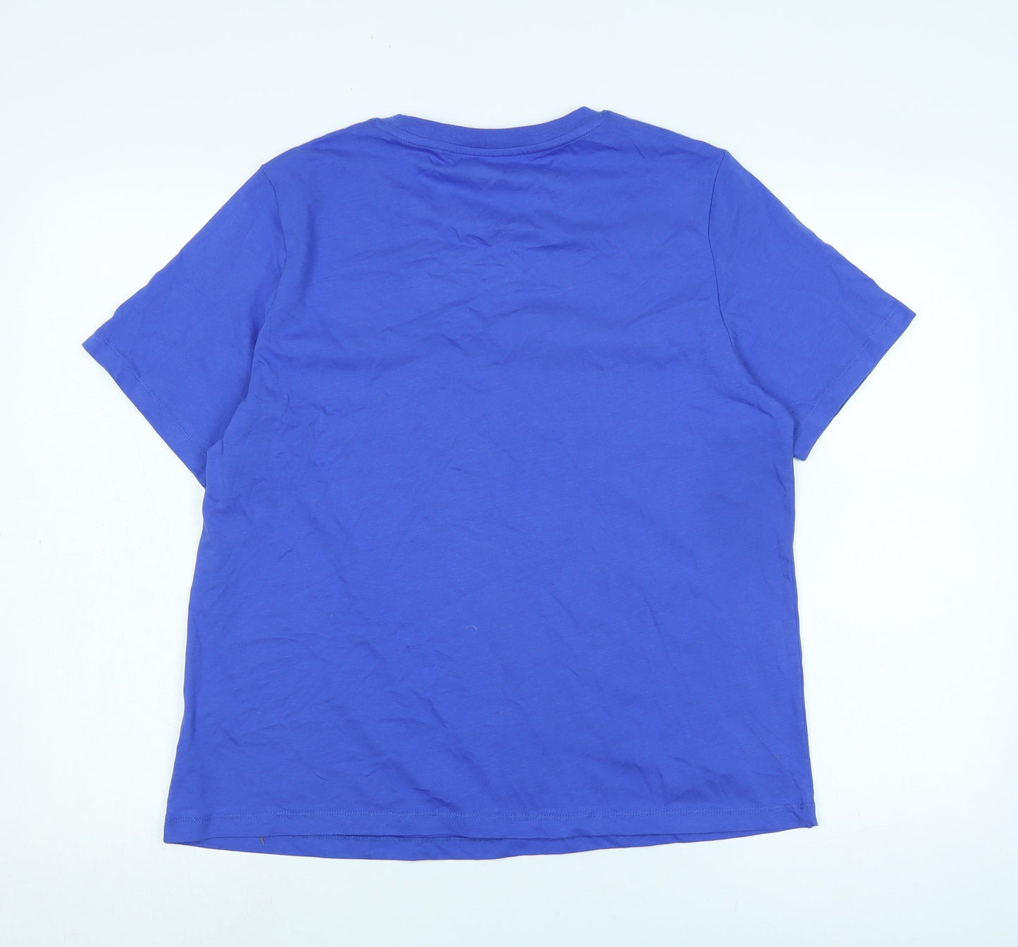 NEXT Womens Blue Cotton Basic T-Shirt Size 14 Crew Neck