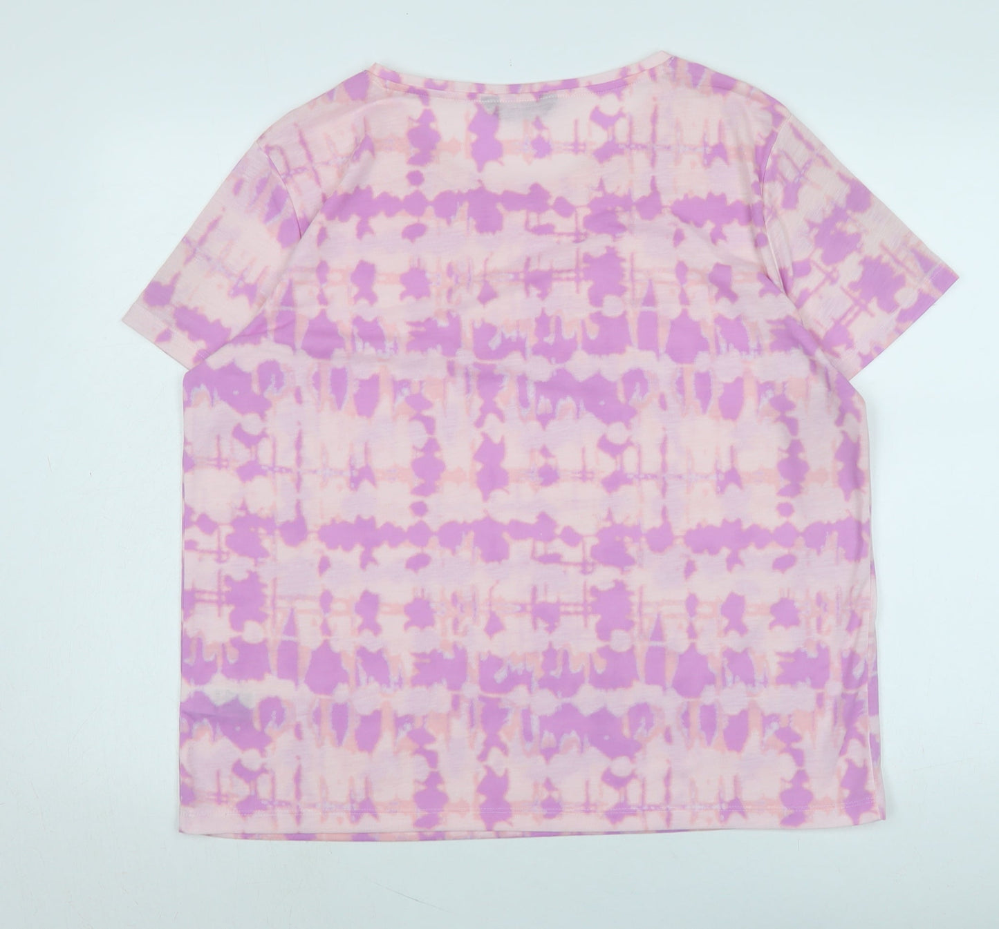 Marks and Spencer Womens Pink Cotton Basic T-Shirt Size 16 Scoop Neck - 26