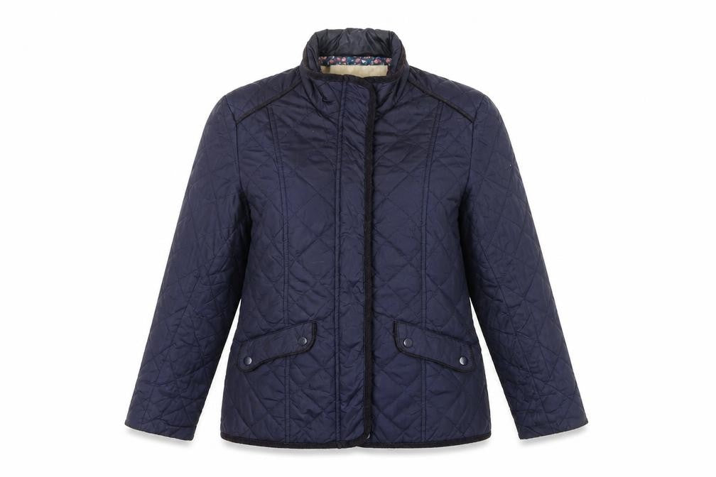 Avenue Womens Blue Quilted Jacket Size S Zip