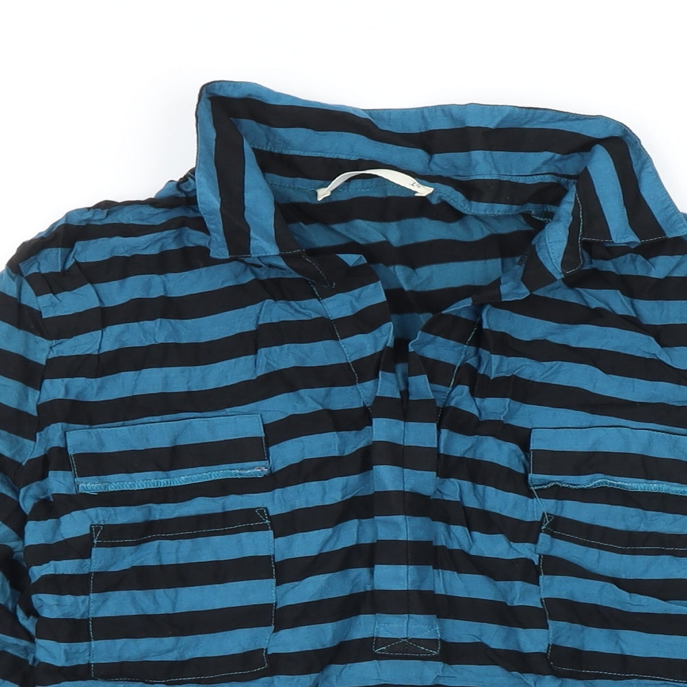 Urbane Womens Blue Striped Viscose Tunic Blouse Size 14 Collared
