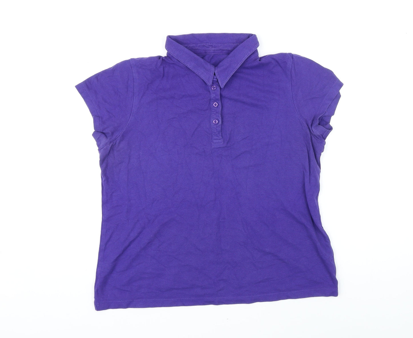 BHS Womens Purple Cotton Basic Polo Size 14 Collared