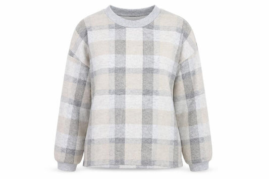 Marks and Spencer Womens Grey Check Polyester Pullover Sweatshirt Size M