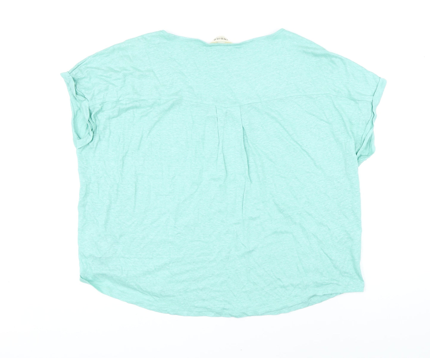 Indigo Womens Gold Flax Basic T-Shirt Size 20 Scoop Neck