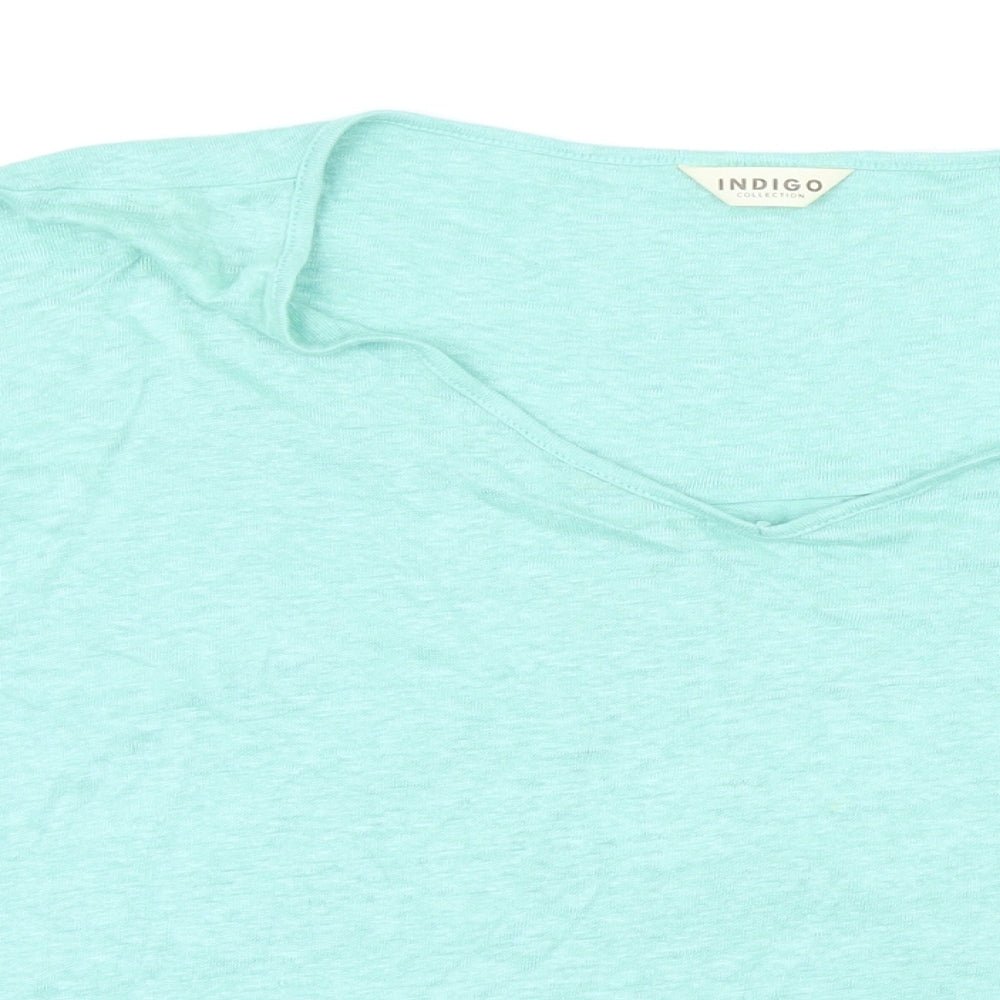 Indigo Womens Gold Flax Basic T-Shirt Size 20 Scoop Neck