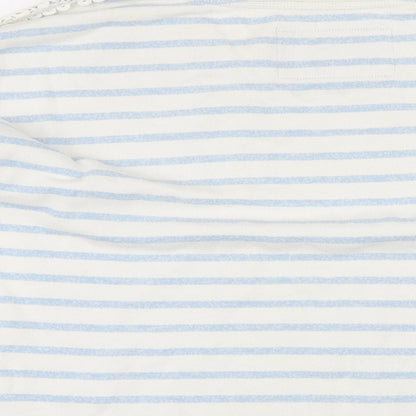 Indigo Womens Blue Striped Cotton Basic T-Shirt Size 16 Boat Neck