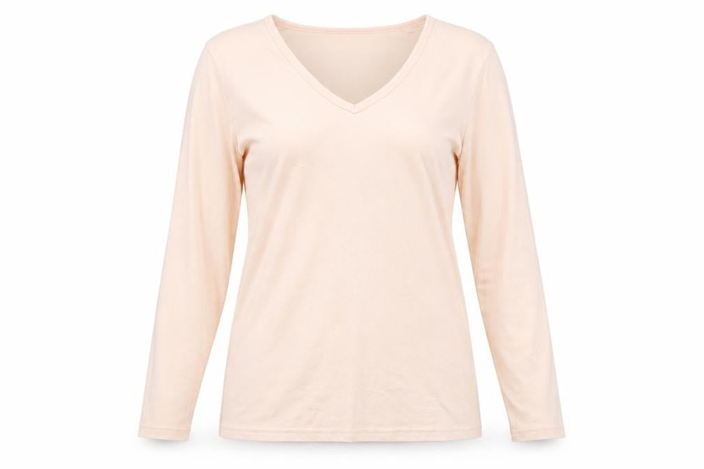 Damart Womens Pink Polyester Basic T-Shirt Size 18 V-Neck