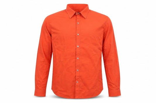 River Island Mens Orange Cotton Button-Up Size XL Collared Button