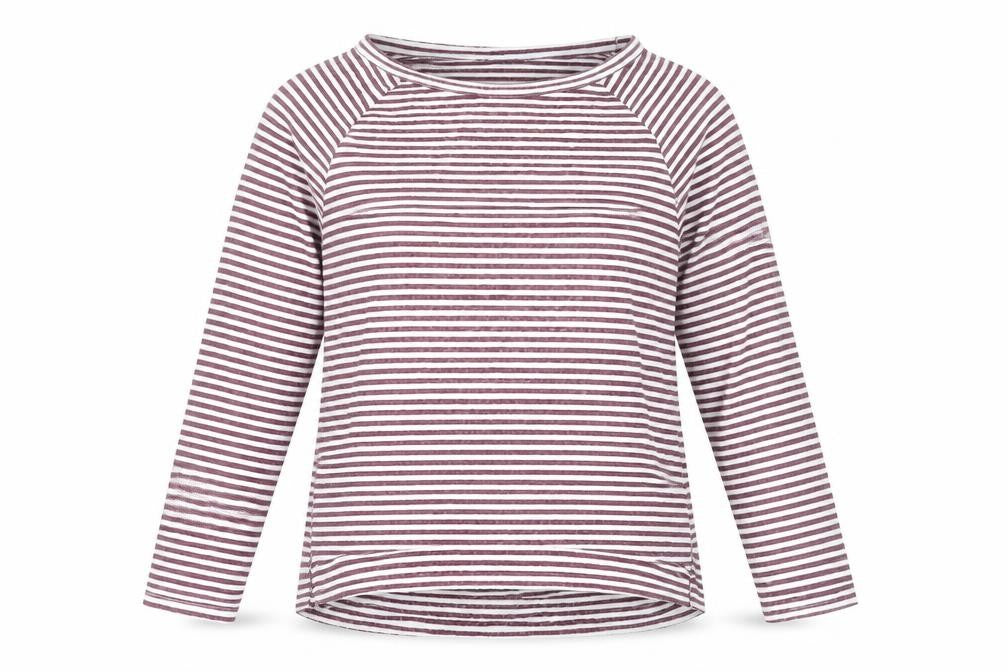 Marks & Spencer Womens Purple Striped Polyester Basic T-Shirt Size 10 Boat Neck
