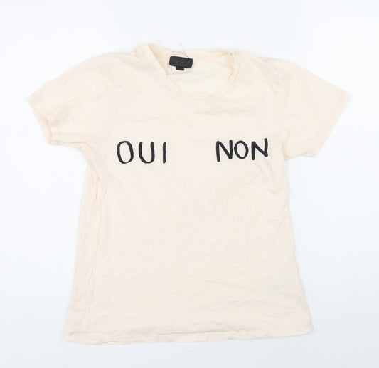 Topshop Womens Pink 100% Cotton Basic T-Shirt Size 8 Round Neck - Oui Non
