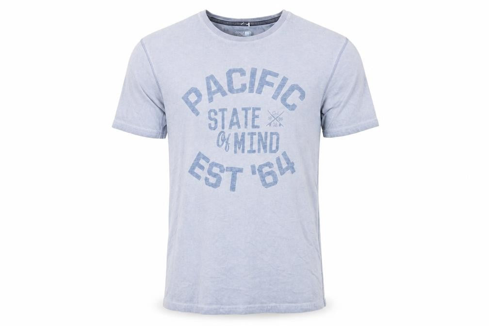 North Coast Mens Blue Cotton T-Shirt Size M Round Neck - Pacific State of Mind