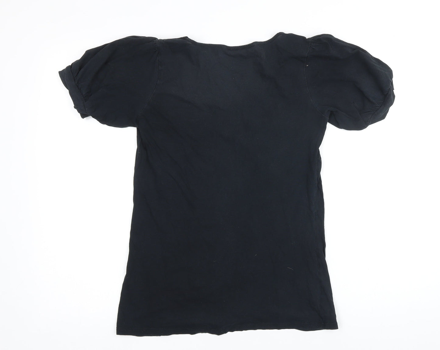 Dorothy Perkins Womens Black 100% Cotton Basic T-Shirt Size 10 Round Neck