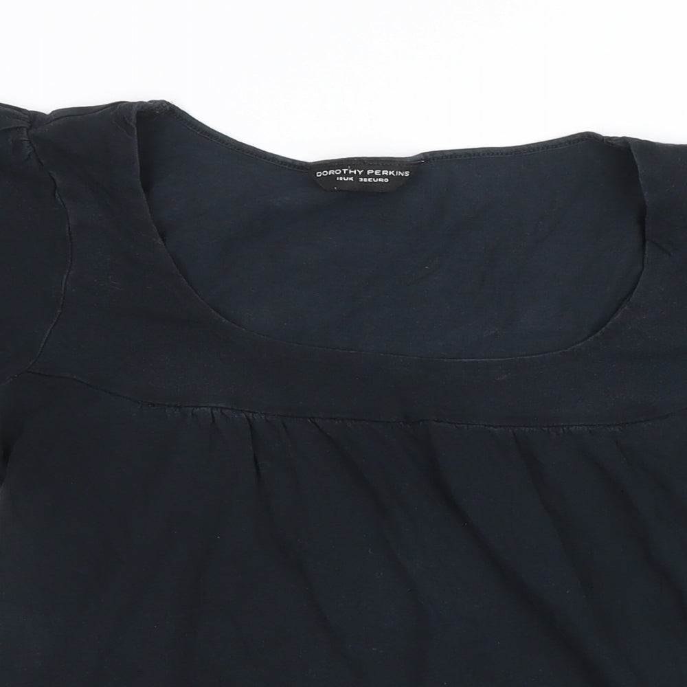 Dorothy Perkins Womens Black 100% Cotton Basic T-Shirt Size 10 Round Neck