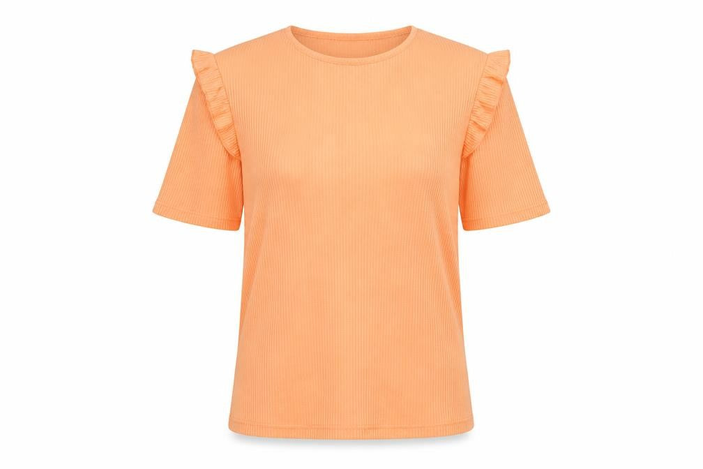 New Look Womens Orange Polyester Basic T-Shirt Size 12 Round Neck