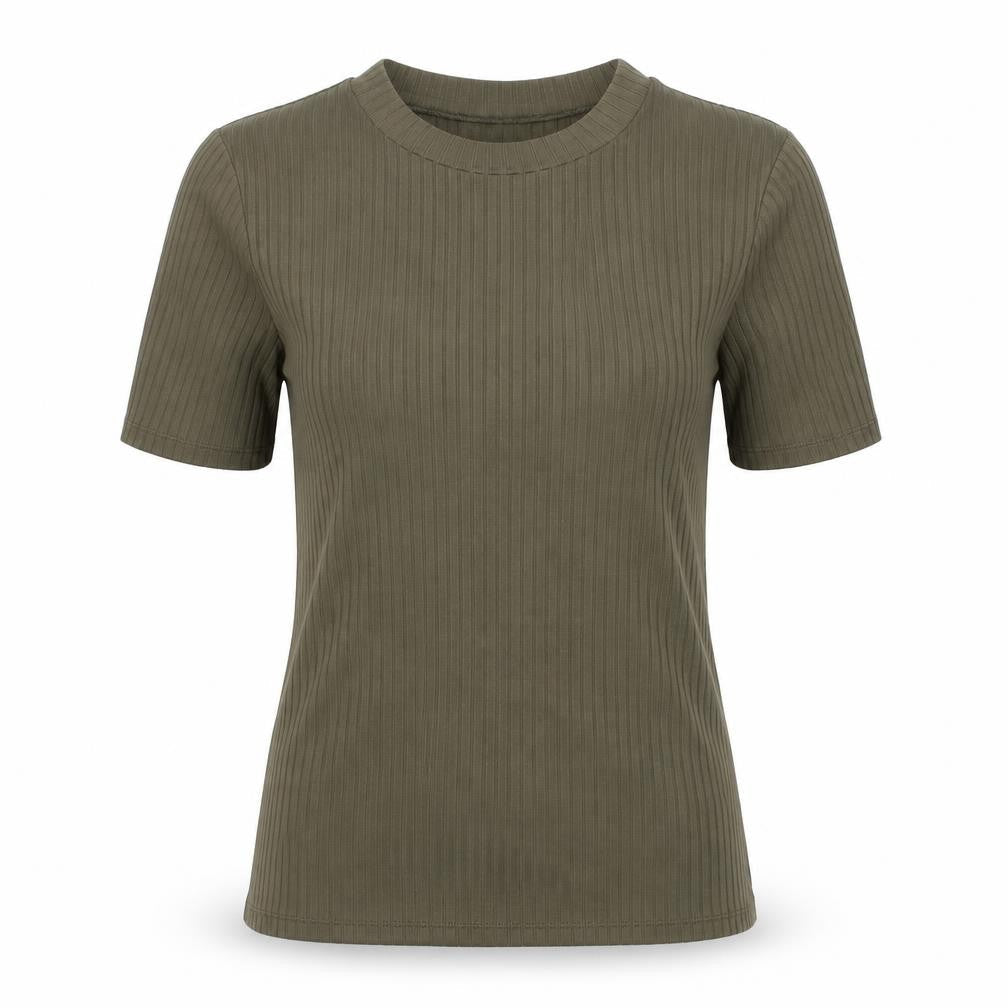 H&M Womens Green Viscose Basic T-Shirt Size S Round Neck