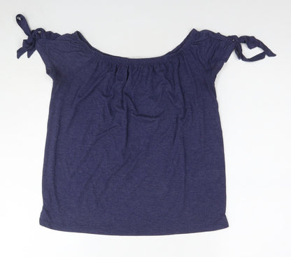 Next Womens Blue Viscose Basic T-Shirt Size 8 Round Neck