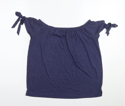 Next Womens Blue Viscose Basic T-Shirt Size 8 Round Neck