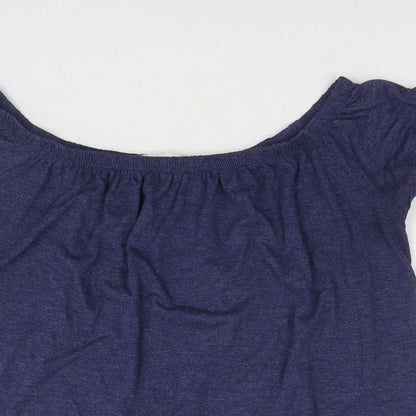 Next Womens Blue Viscose Basic T-Shirt Size 8 Round Neck