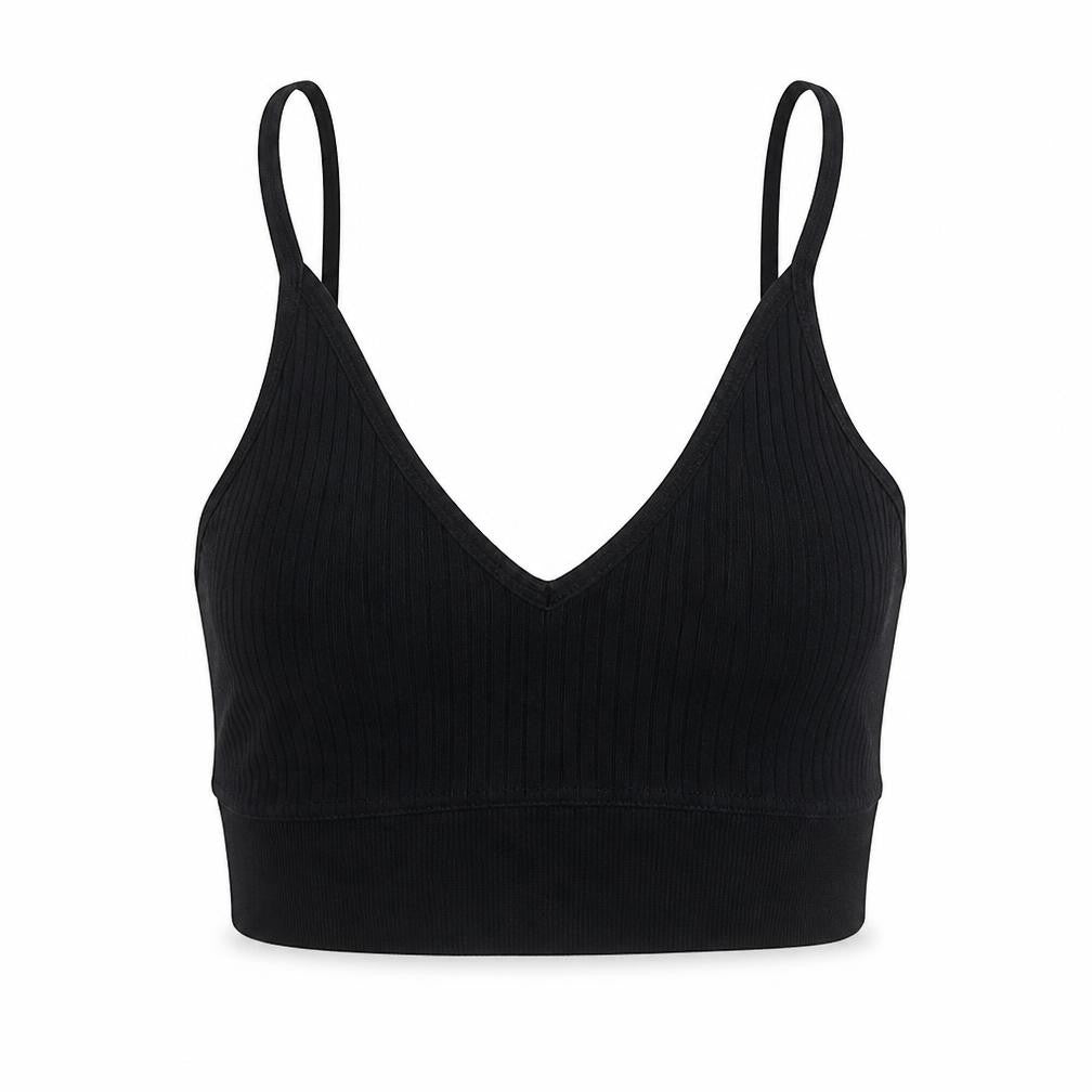 Zara Womens Black Cotton Cropped Tank Size S V-Neck