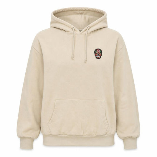 Suspicious Womens Beige Cotton Pullover Hoodie Size M Pullover - Skull