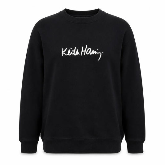 Keith Haring Womens Black Cotton Pullover Sweatshirt Size L Pullover - Party Activities Logo