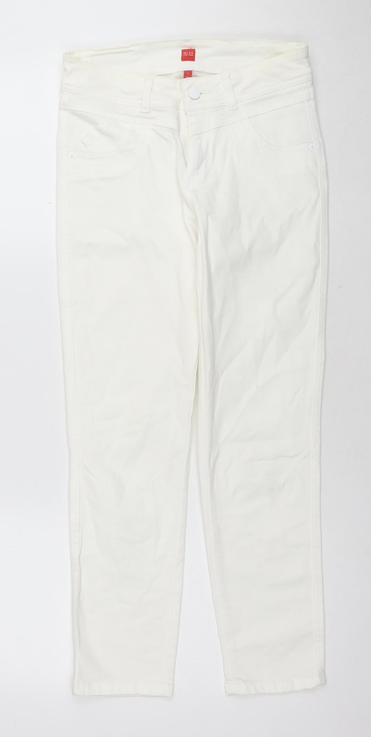 Miss Captain Womens White Cotton Skinny Jeans Size 36 in L24 in Regular Zip