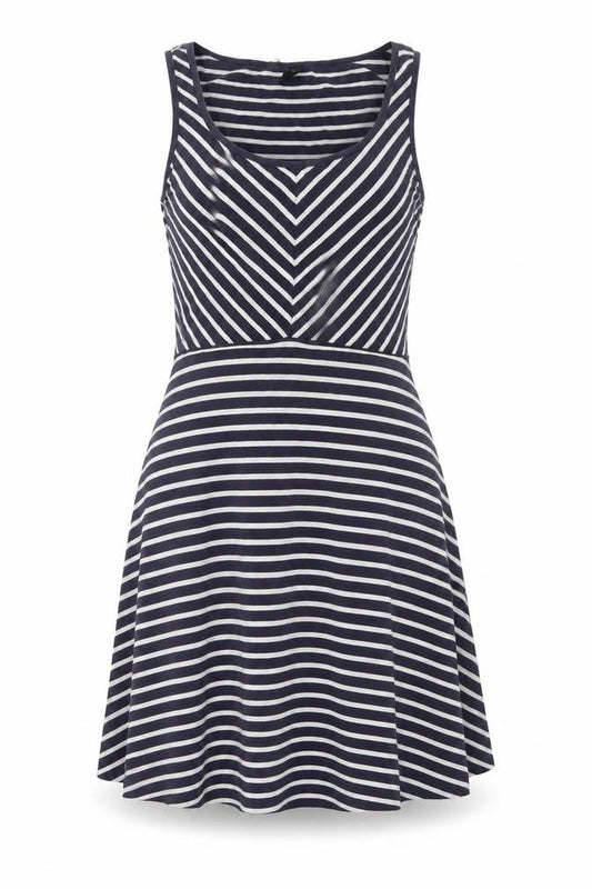 Vero Moda Womens Blue Striped Viscose Fit & Flare Size XS Scoop Neck Pullover