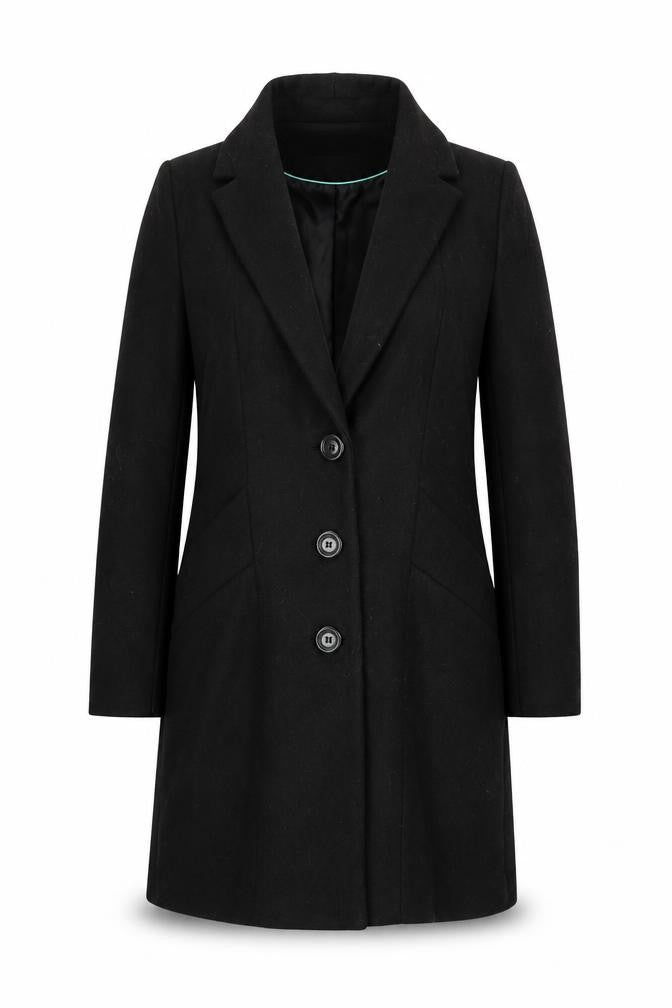 VILA Womens Black Overcoat Coat Size M Button