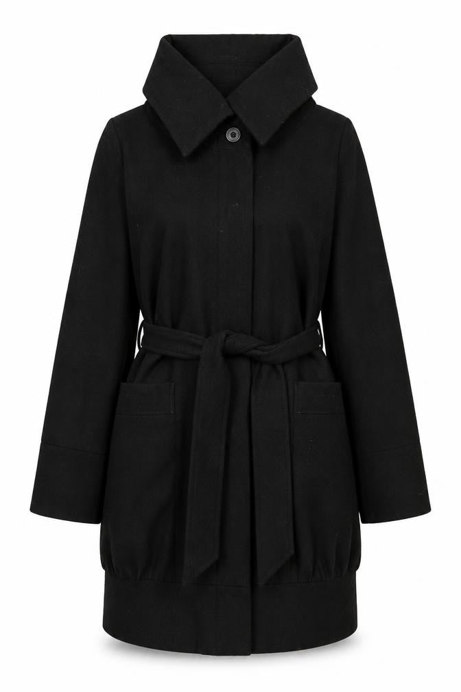 Topshop Womens Black Overcoat Coat Size 12 Zip