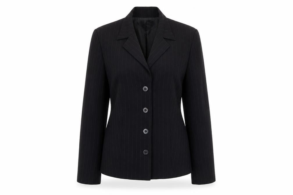 Marks & Spencer Womens Black Striped Jacket Blazer Size 12 Button