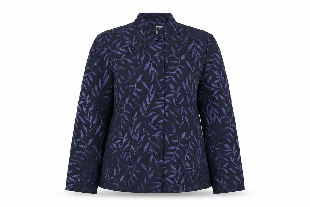 Jeffery Rogers Womens Blue Geometric Jacket Size 14 Button
