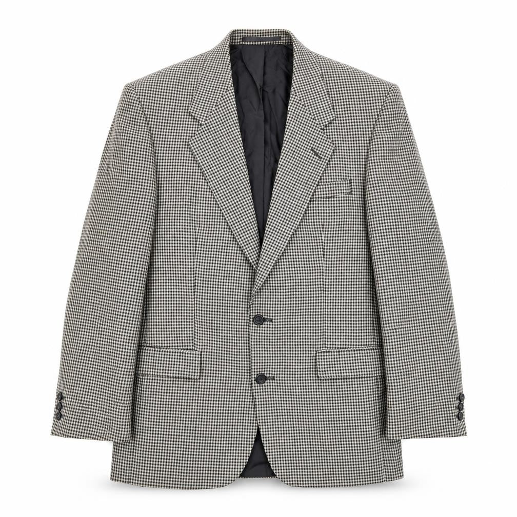 Berkertex Mens White Geometric Wool Jacket Blazer Size 40 Regular