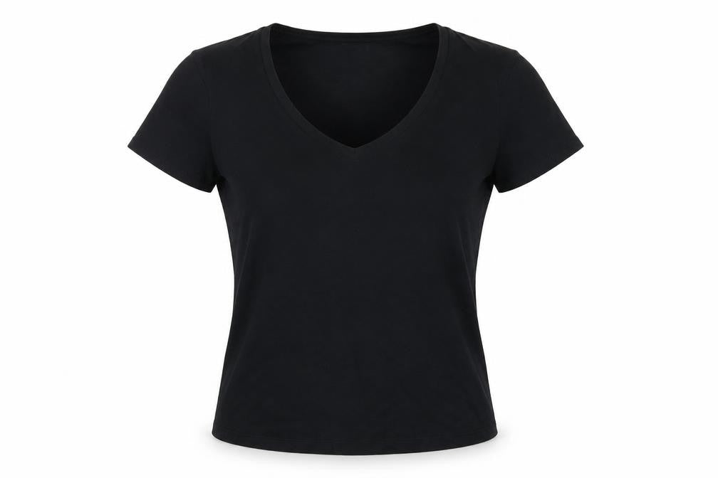 Witchery Womens Black Cotton Basic T-Shirt Size M V-Neck