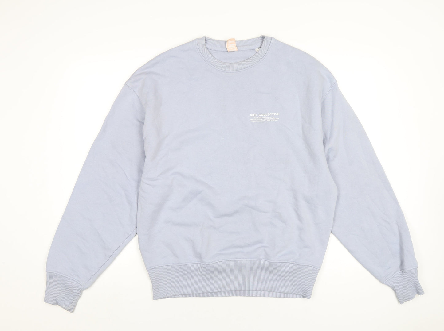 KIHT Mens Blue Cotton Pullover Sweatshirt Size M