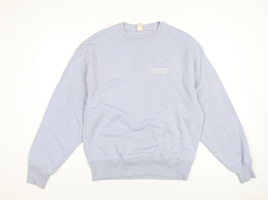 KIHT Mens Blue Cotton Pullover Sweatshirt Size M