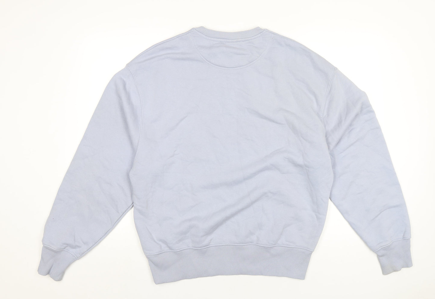 KIHT Mens Blue Cotton Pullover Sweatshirt Size M
