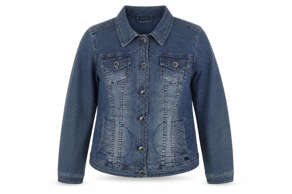LERROS Womens Blue Polka Dot Jacket Size 14 Button