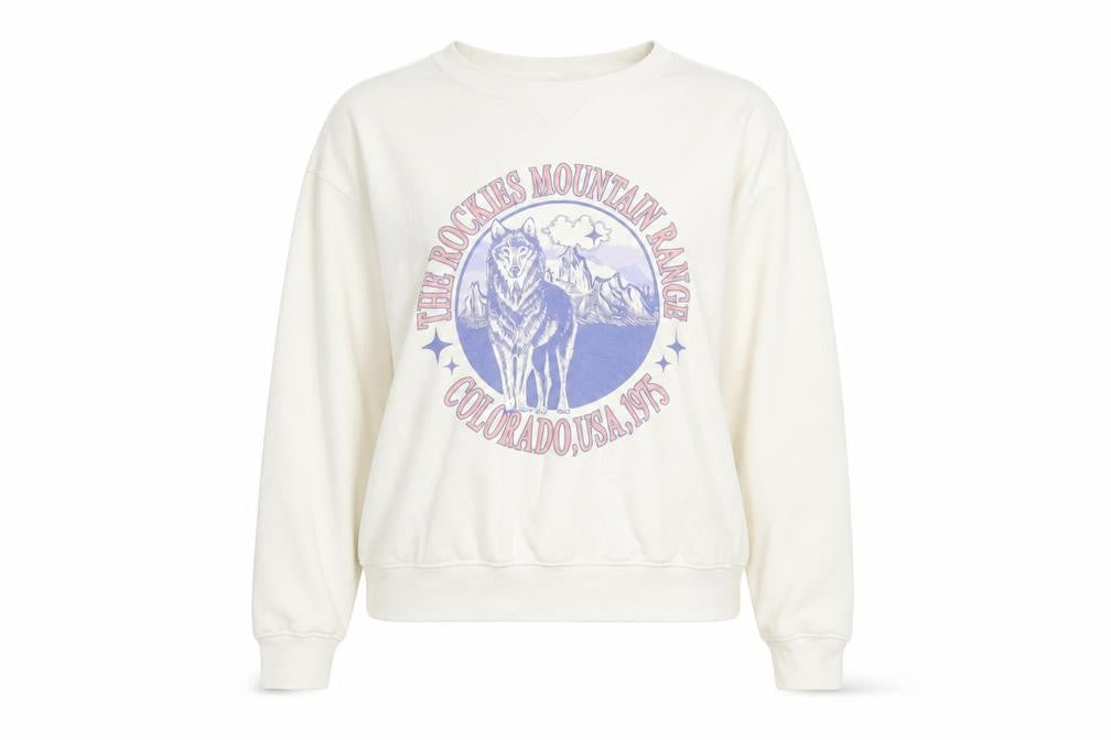 Colorado Womens Ivory Cotton Pullover Sweatshirt Size S Pullover - The Rockies Studio