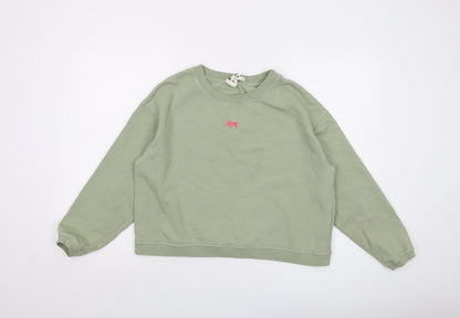 BIMBA Y LOLA Womens Green Cotton Pullover Sweatshirt Size S Pullover