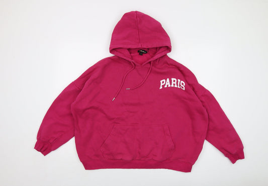 Pink Vanilla Womens Pink Cotton Pullover Hoodie Size M Pullover