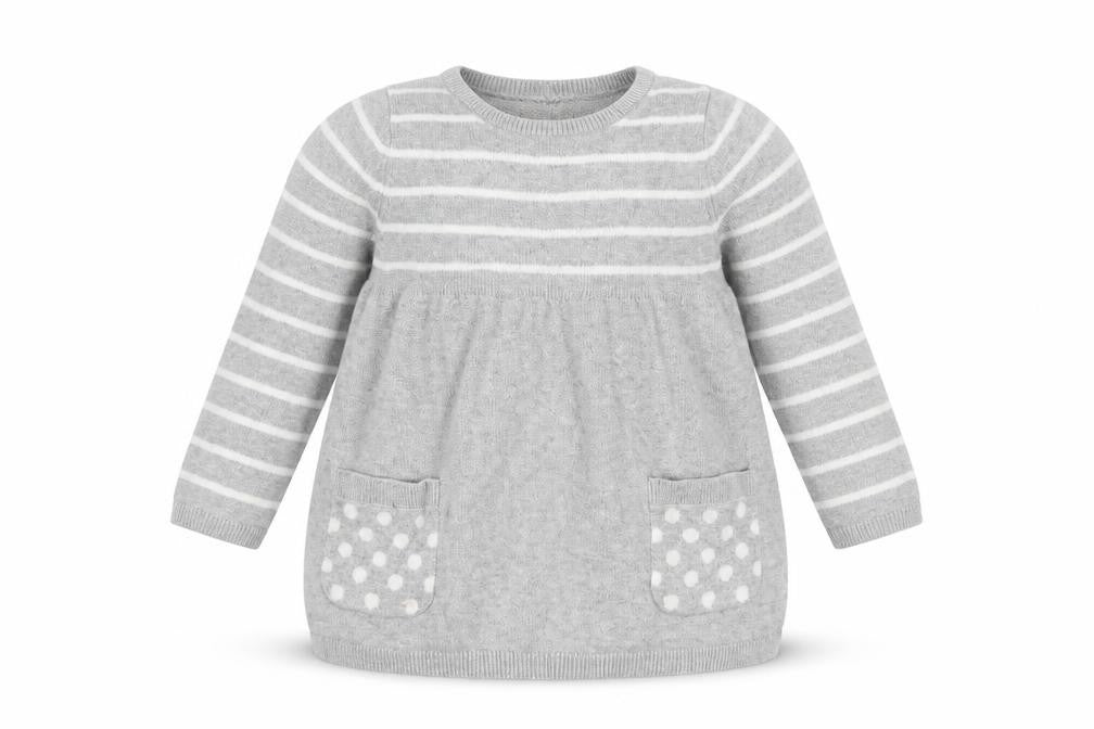 Gap Girls Grey Striped Cotton Pullover Jumper Size 18-24 Months Button