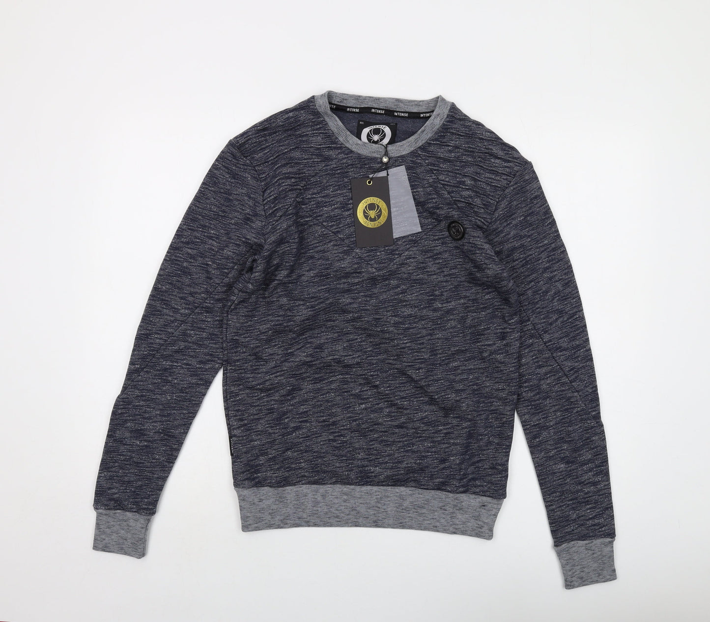 Intense Mens Blue Cotton Pullover Sweatshirt Size S