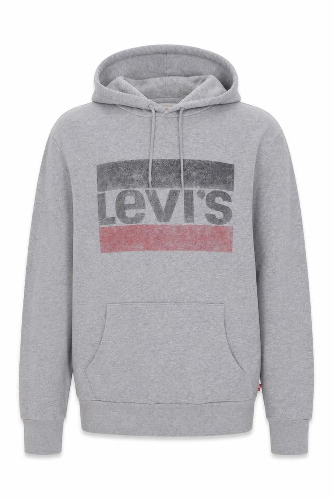 Levi's Mens Grey Cotton Pullover Hoodie Size M - Logo