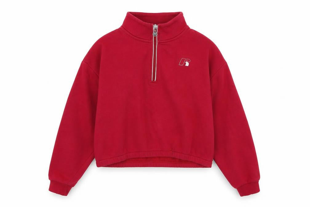 Russell Athletic Womens Pink Cotton Pullover Sweatshirt Size M Zip