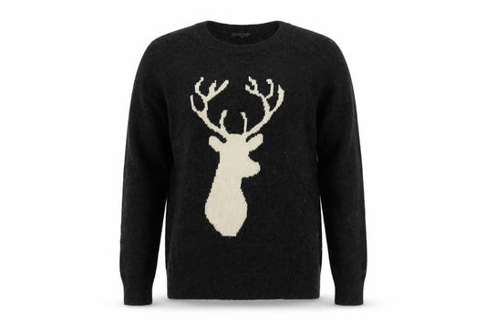 LOFT Mens Grey Crew Neck Cotton Pullover Jumper Size L Long Sleeve - Reindeer