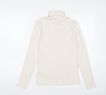 Marks & Spencer Womens Beige Polyester Basic T-Shirt Size 10 Roll Neck