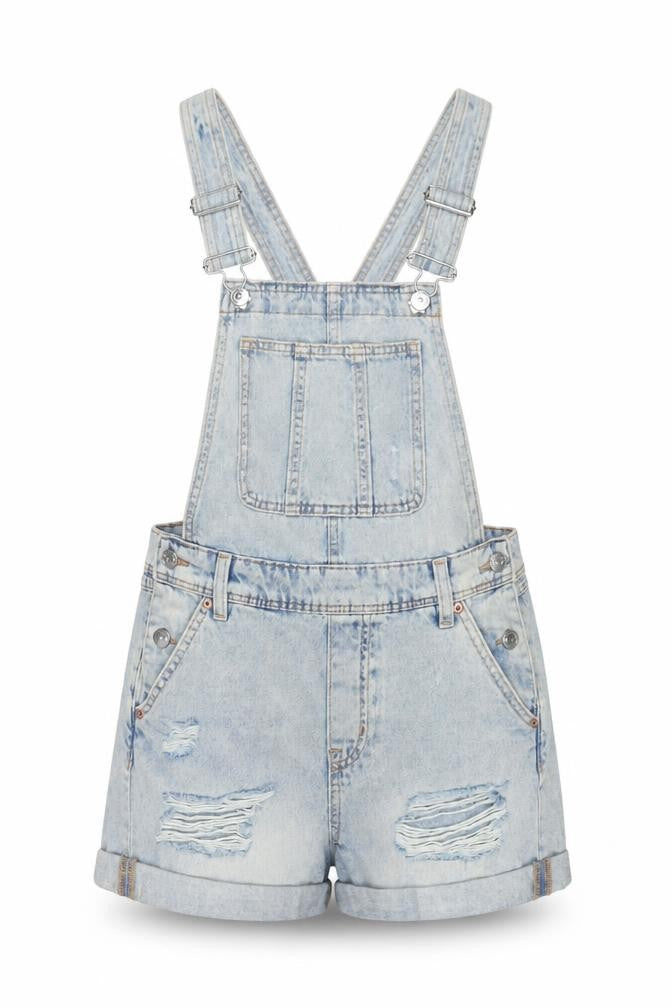 H&M Womens Blue Cotton Dungaree One-Piece Size 6 Button