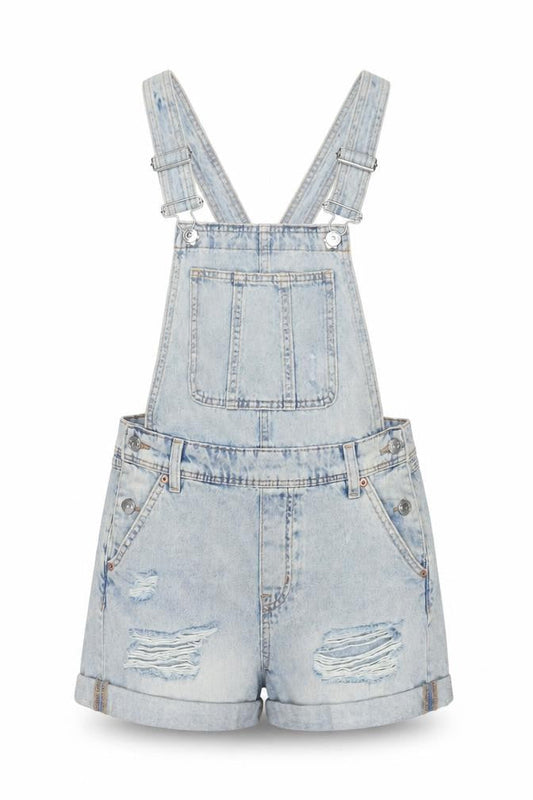 H&M Womens Blue Cotton Dungaree One-Piece Size 6 Button